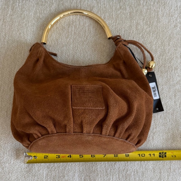 Haute Hippie Tan Suede Hobo Bag with Gold Details - Picture 12 of 15
